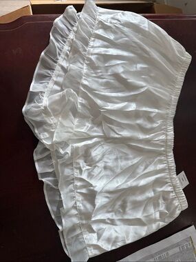 Women's White Satin Ruffled Sleep Shorts